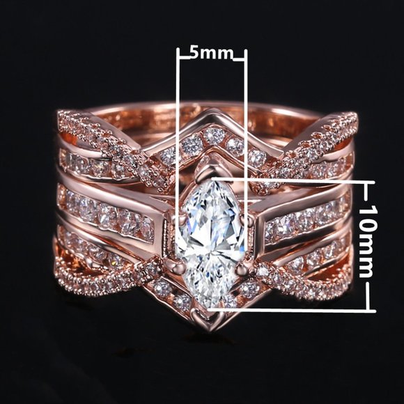 "Sweet Anillos Shiny Marquis Dainty Zircon Micro Pave Rings for Women, PD018 - Picture 5 of 9